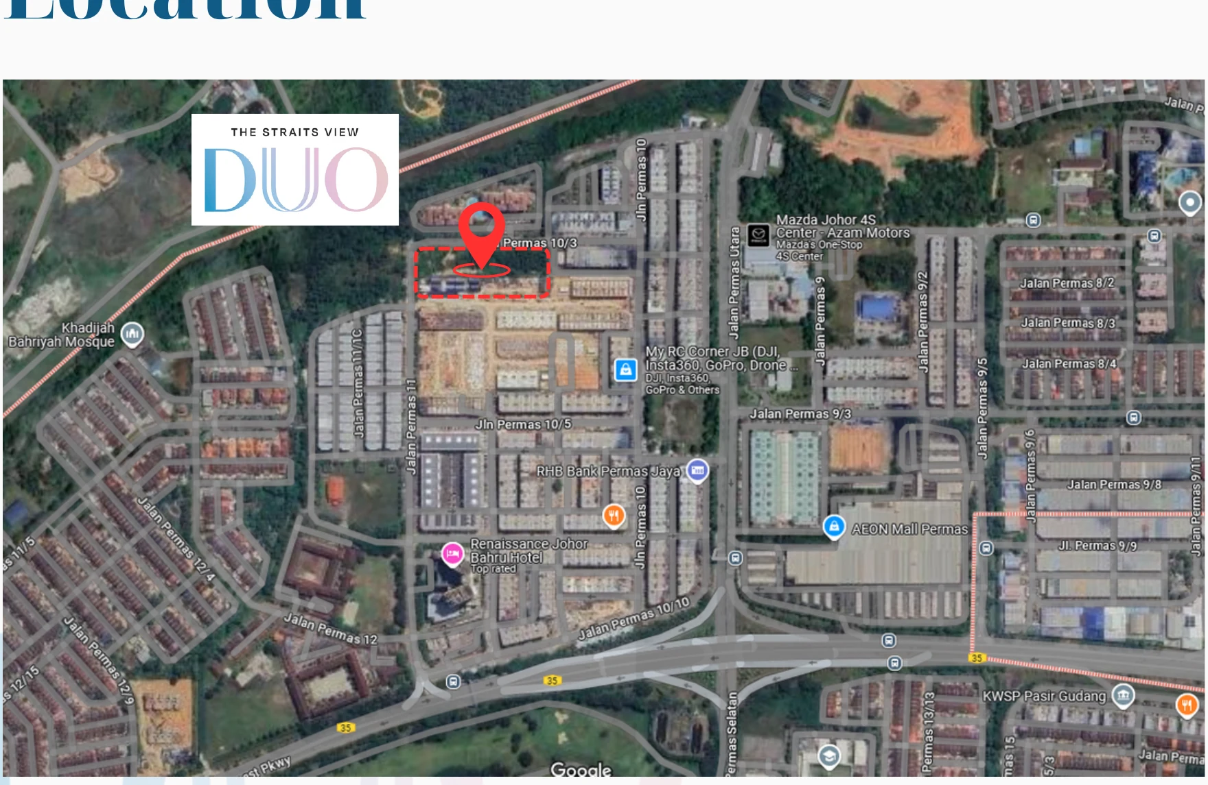 Official Sales Kit location map for The Straits View Duo